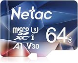 Netac 64GB MicroSDXC Memory Card UHS-I C10 U3 A1 V30 4K FHD 100MB/s view 1
