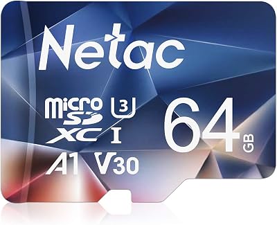 Netac 64GB MicroSDXC Memory Card UHS-I C10 U3 A1 V30 4K FHD 100MB/s