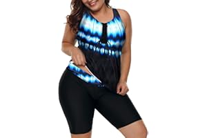 LALAGEN Women's 2024 Plus Size Tankini Swimsuit Rash Guard Capris Athletic Two Piece Swimwear Bathing Suits for Women S-5X