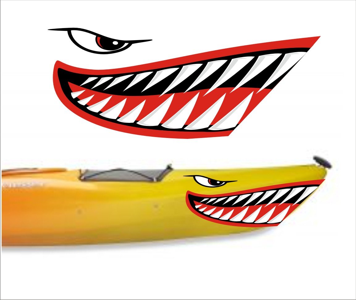 Buy welddecals Shark Teeth Mouth Decal Stickers Kayak Canoe Jet Ski Hobie Dagger Ocean Boat