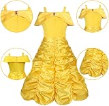 Vicloon Princess Belle Costume Dress 9Pcs Kids Dress Up Set Yellow Crown Wand view 3