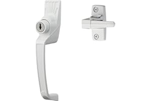Ideal Security 12W Push Button Storm Door and Screen Door Handle with Key Lock and Storm Door Latch, White