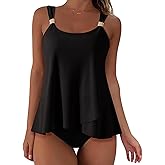 SUUKSESS Women Ruffle High Waisted Tankini Swimsuit Tummy Control Bathing Suit