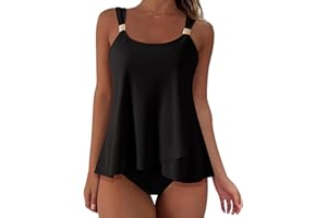 SUUKSESS Women Ruffle High Waisted Tankini Swimsuit Tummy Control Bathing Suit