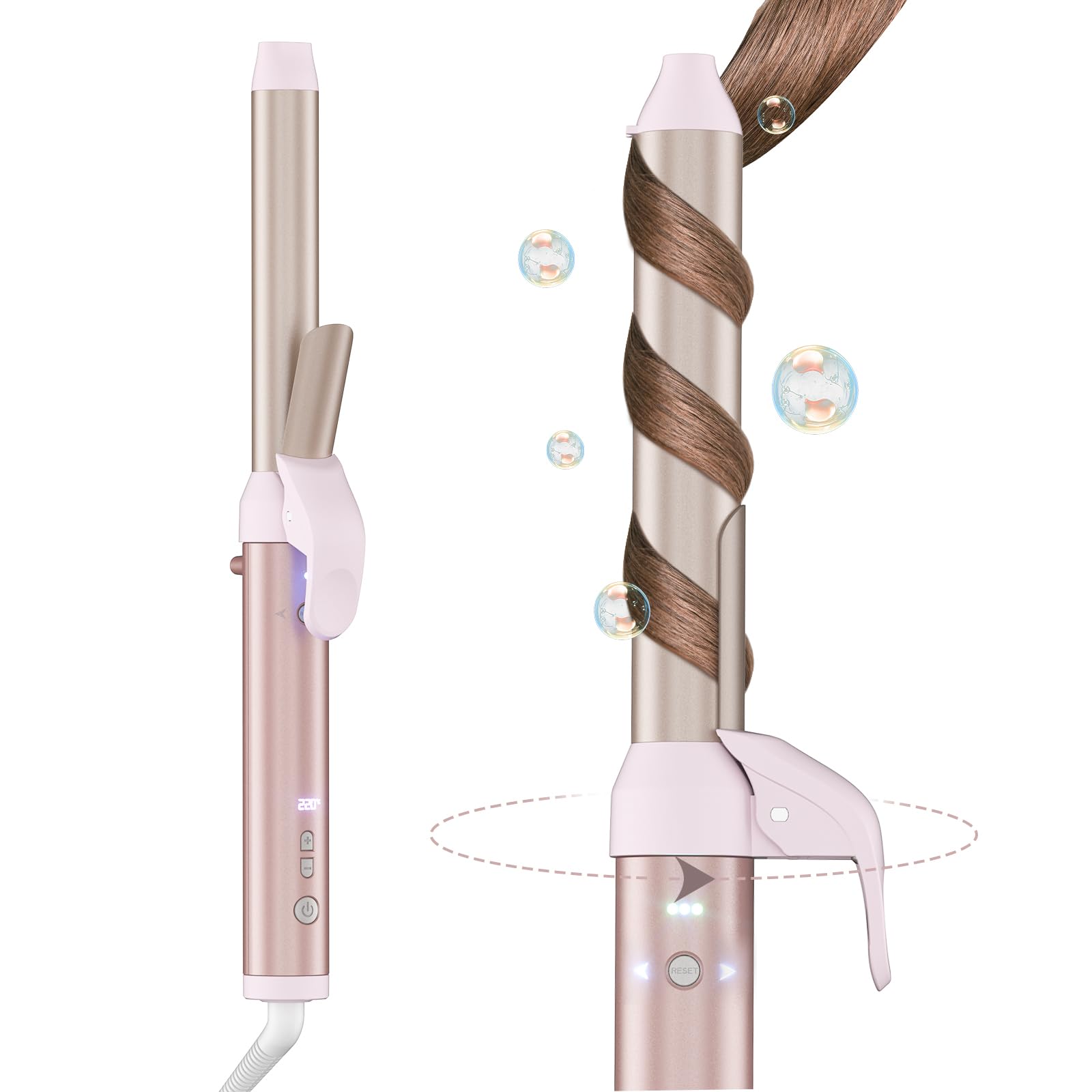 Photo 1 of 1 Inch Rotating Curling Iron, Curl Cycle, Automatic Curling Wand for Long Hair, Get Effortless Beach Waves with Self Spinning Barrel up to 450°F with Home Button, Dual Voltage