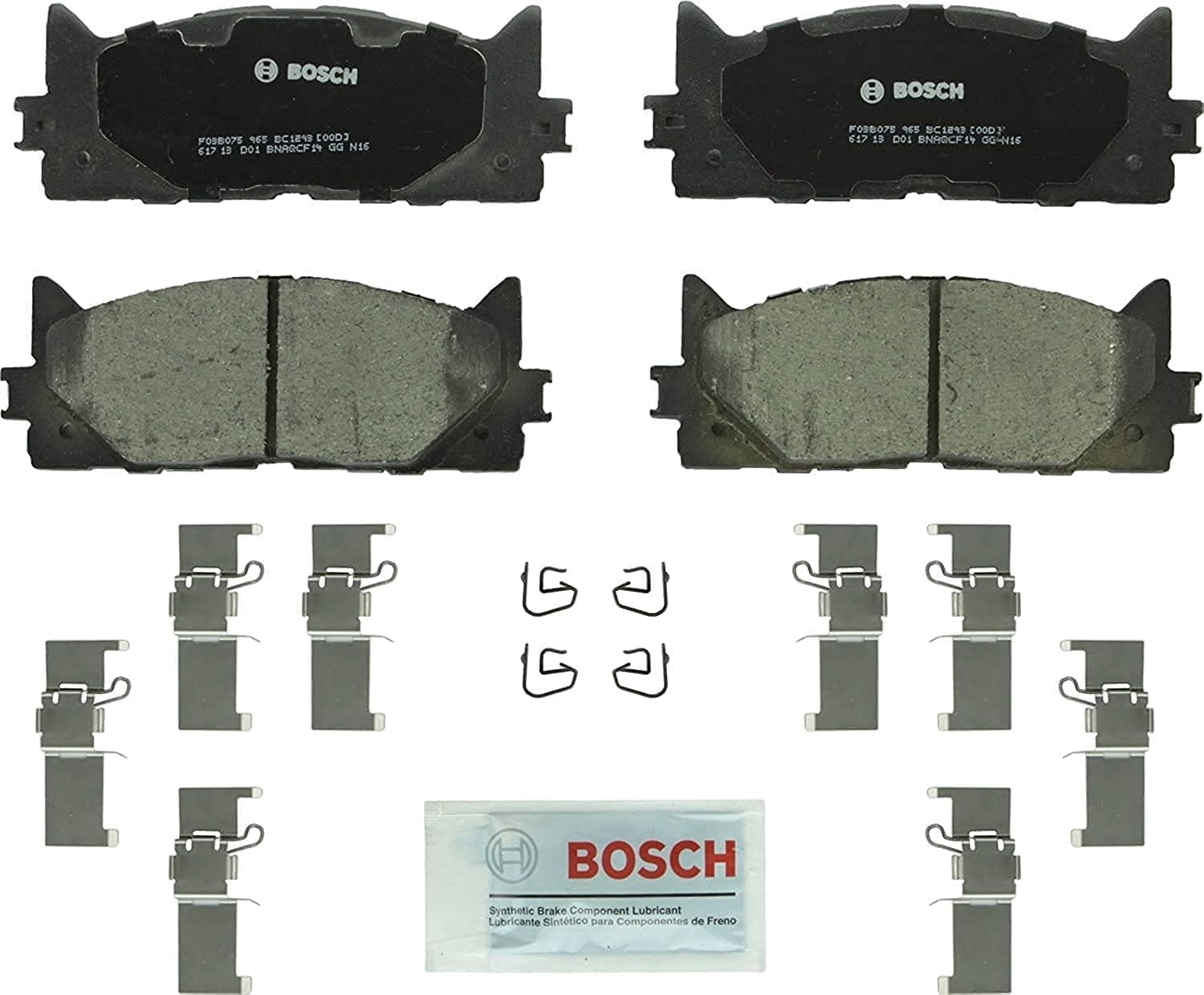 BOSCH BC1293 QuietCast Premium Ceramic Disc Brake Pad Set - Compatible with Select Lexus ES300h, ES350; Toyota Avalon, Camry; FRONT Image