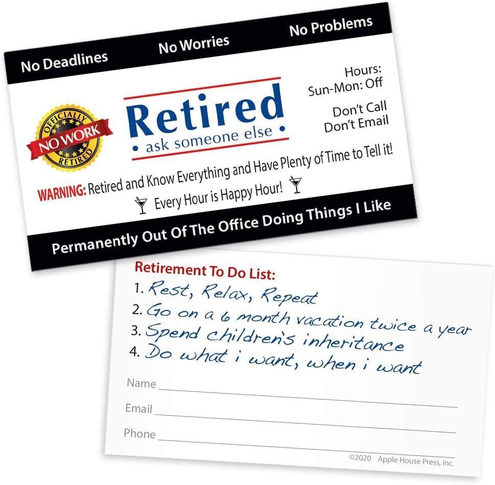 Retired Business Cards Funny Retirement Gift for co