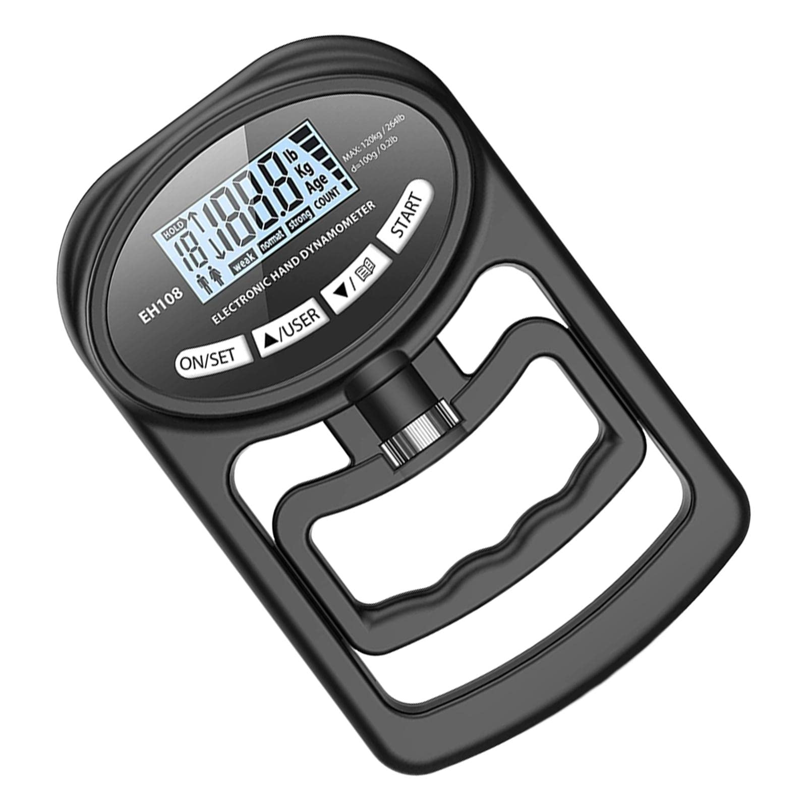 LOVIVER Digital Hand Strength Measurement Durable Multipurpose Hand Grip Measuring Tool Portable Grip Strength Meter for Fitness Sport Accessories, Black