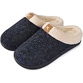 ULTRAIDEAS Mens Warm Fuzzy Slip On Slippers, Sherpa Lined House Shoes with Memory Foam for Indoor Outdoor, Mens Gifts for Winter