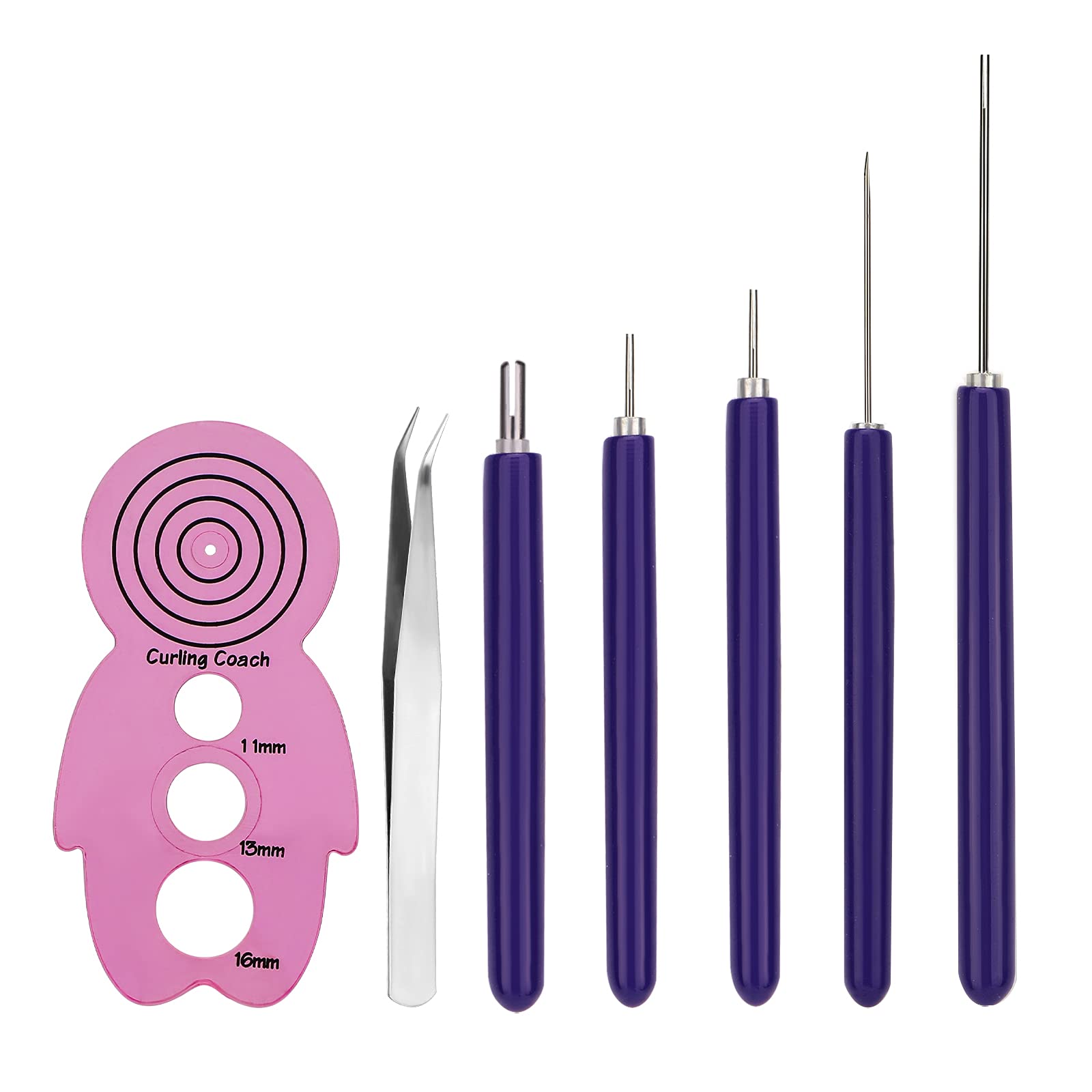 SAVITA 7 Piece Slit Quilling Tools Including Curling Trainer and Pair of Tweezers for Paper Flowers, Crafts, DIY, Beginners, Advanced Quillers