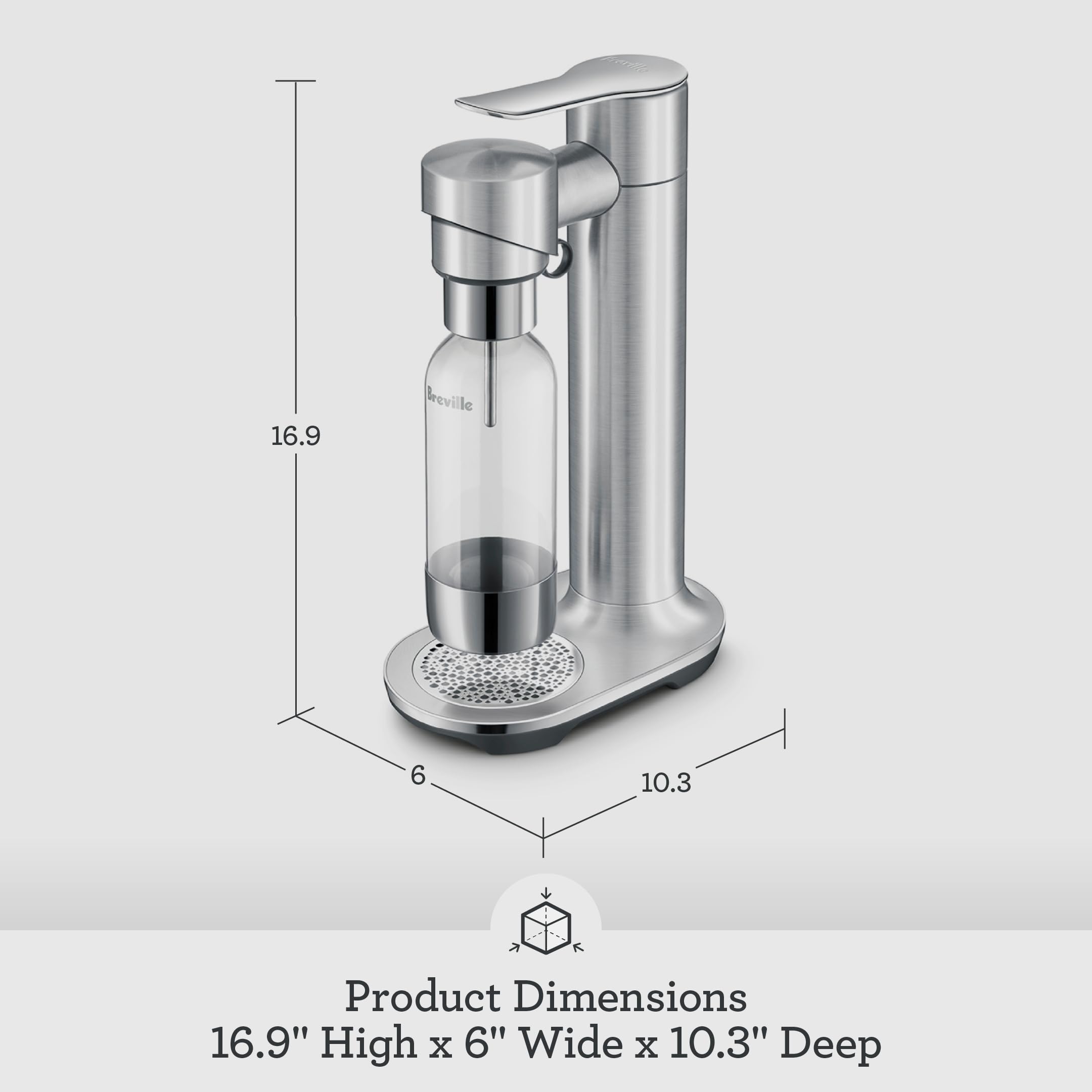 Breville BCA800BSS InFizz Fusion Sparkling Water and Beverage Carbonator, CO2 Cylinder Not Included, Brushed Stainless Steel