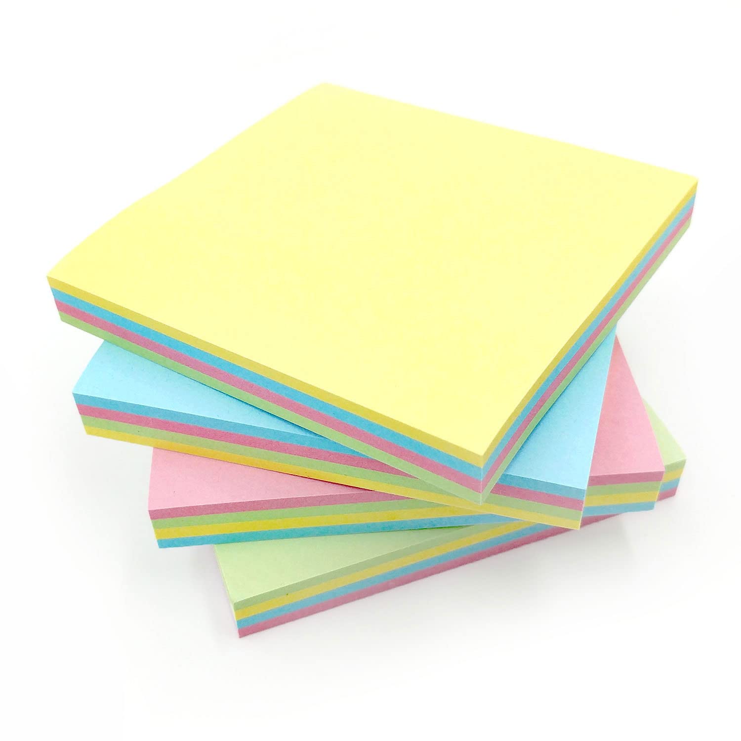 Evergreen Goods 4 Pads Multi Pastel Coloured Sticky Notes | 4 Colours per Pad, 100 Sheets per Pad, 76x76mm (3" x 3"), Removable — image 1