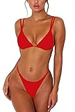 Women's High Cut Thong Bikini Low Triangle Swimsuit