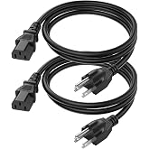 CableCreation 2-Pack 18AWG Universal Power Cord 3FT NEMA 5-15P to IEC320C13 | for NEMA 5-15P to IEC320C13 Cable,Black PVC Molding,0.9M,UL Safety Certification,SJT cable
