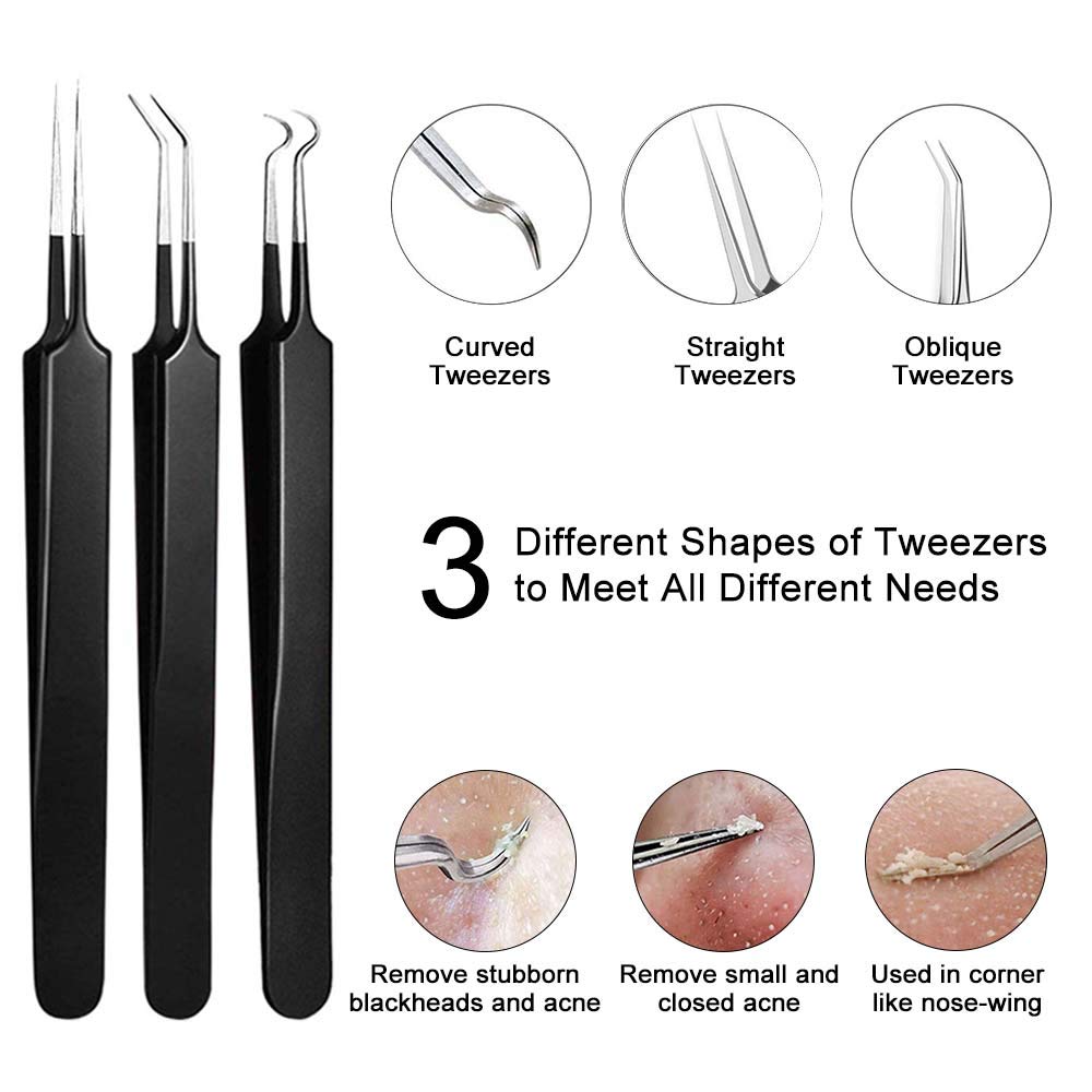 pimple popper tool- Aooeou 10 Pcs Professional Pimple Comedone Extractor Tool Acne Removal Kit -Treatment for Pimples, Blackheads, Blemish, Zit Removing, Forehead and Nose: Beauty