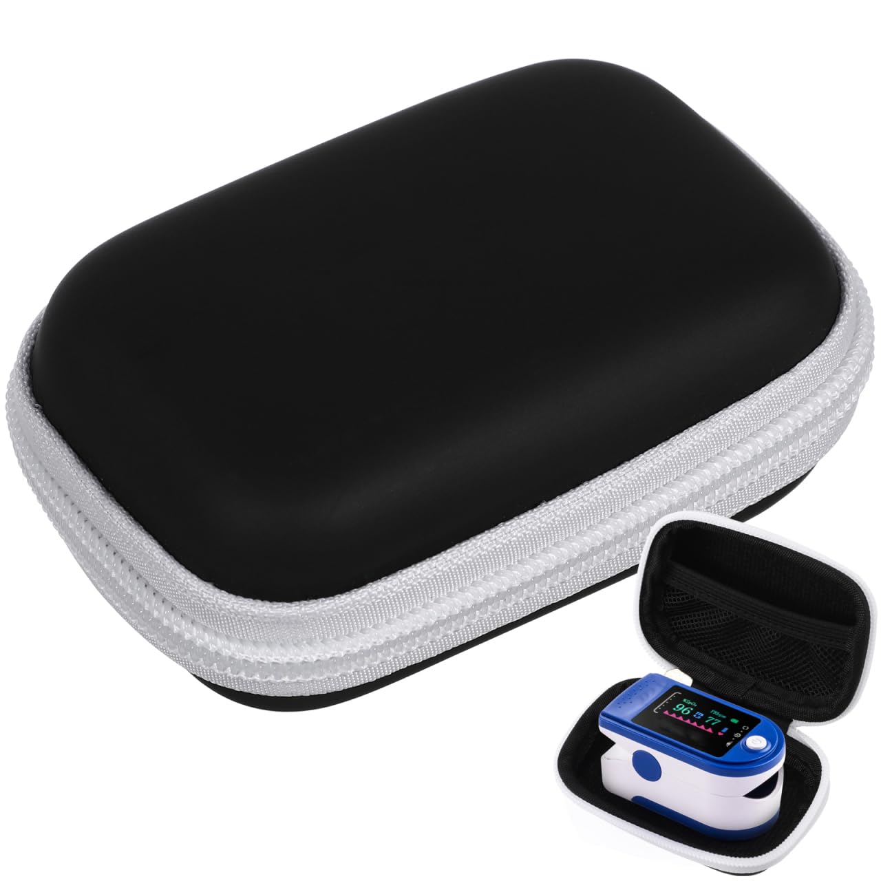 OximeterCases: Hard EVA Zipper OximeterBox - Pulse OximeterCover Bag for Blood Oxygen Saturation Monitor