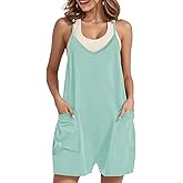 Buauty Women's Casual Rompers Summer Sleeveless Jumpsuits Loose Spaghetti Strap Shorts Overalls Trendy Outfits With Pockets