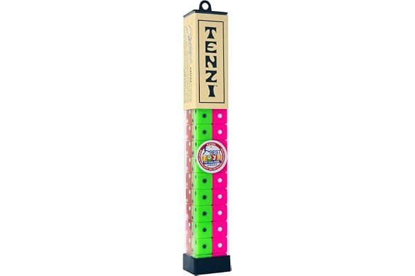 TENZI Dice Party Game - A Fun, Fast Frenzy for The Whole Family - 4 Sets of 10 Colored Dice with Storage Tube - Colors May Va