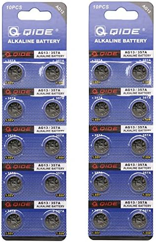 QIDE AG13 357A 1.55V Alkaline Manganese Button Coin Battery(Replaces:AG13,A76,357,LR44,SR44 etc)