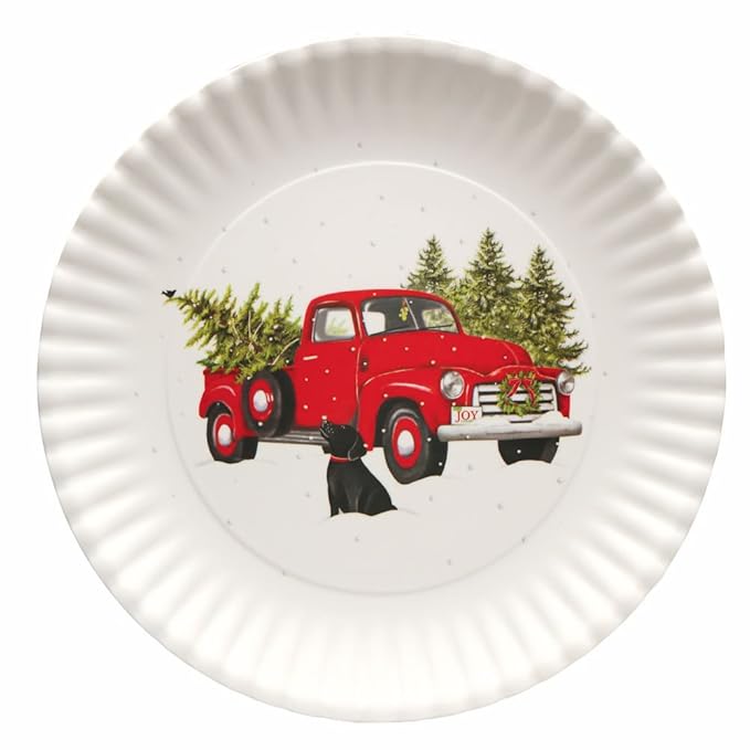 Black Lab and Retro Truck Melamine Christmas Paper Plate Review