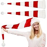 Geyoga 2 Pcs Christmas Santa Hat Extra Long Plush Christmas Hat White Xmas Claus Cap for Party Costume