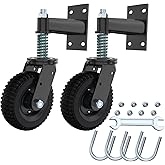 Gate Wheel, 6 Inch Wheel Diameter, 13.1 Inch Height, Suit for Metal Tube & Wooden Gates, 550lbs Capacity, Spring-Loaded Heavy Duty Rubber Casters (Black 2 Pack)