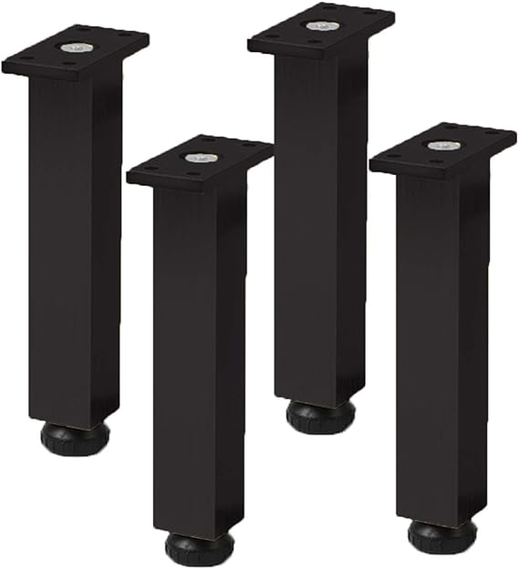 FGVBC 4 Stück Möbelbeine Einstellbares Metall Schwarz Tischbeine