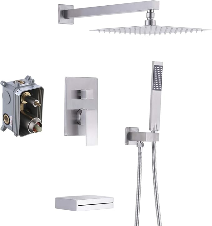 KES Shower System with Waterfall Tub Spout Pressure Balance 3Function