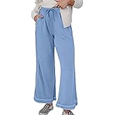ALSOGO Women's Baggy Wide Leg Sweatpants Drawstring Elastic Waisted Casual Straight Trousers Outfits Athletic Palazzo Pants