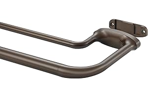 Mayrhyme Dark Bronze Double Curtain Rods for Windows 28-48 Inches,1 Inch Adjustable Double Wrap Around Blackout Curtain Rod with Aluminum Finials and Brackets