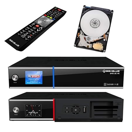 GigaBlue UHD UE 4K SAT TV Linux Receiver 2X DVB-S2 FBC Twin Tuner 4X Pip CI SmartCard Streaming Ultra HD 1 TB Festplatte