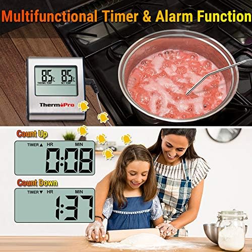 ThermoPro TP16 Thermomètre de Cuisson pour Viande Numérique avec Large Écran LCD pour Fumoir Four Cuisine Friandises Barbecue Grill Thermomètre avec Minuteur et Sonde de Températures en Acier Inoxydable - Cuisine A Vivre ThermoPro TP16 Thermomètre de Cuisson pour Viande Numérique avec Large Écran LCD pour Fumoir Four Cuisine Friandises Barbecue Grill Thermomètre avec Minuteur et Sonde de Températures en Acier Inoxydable
