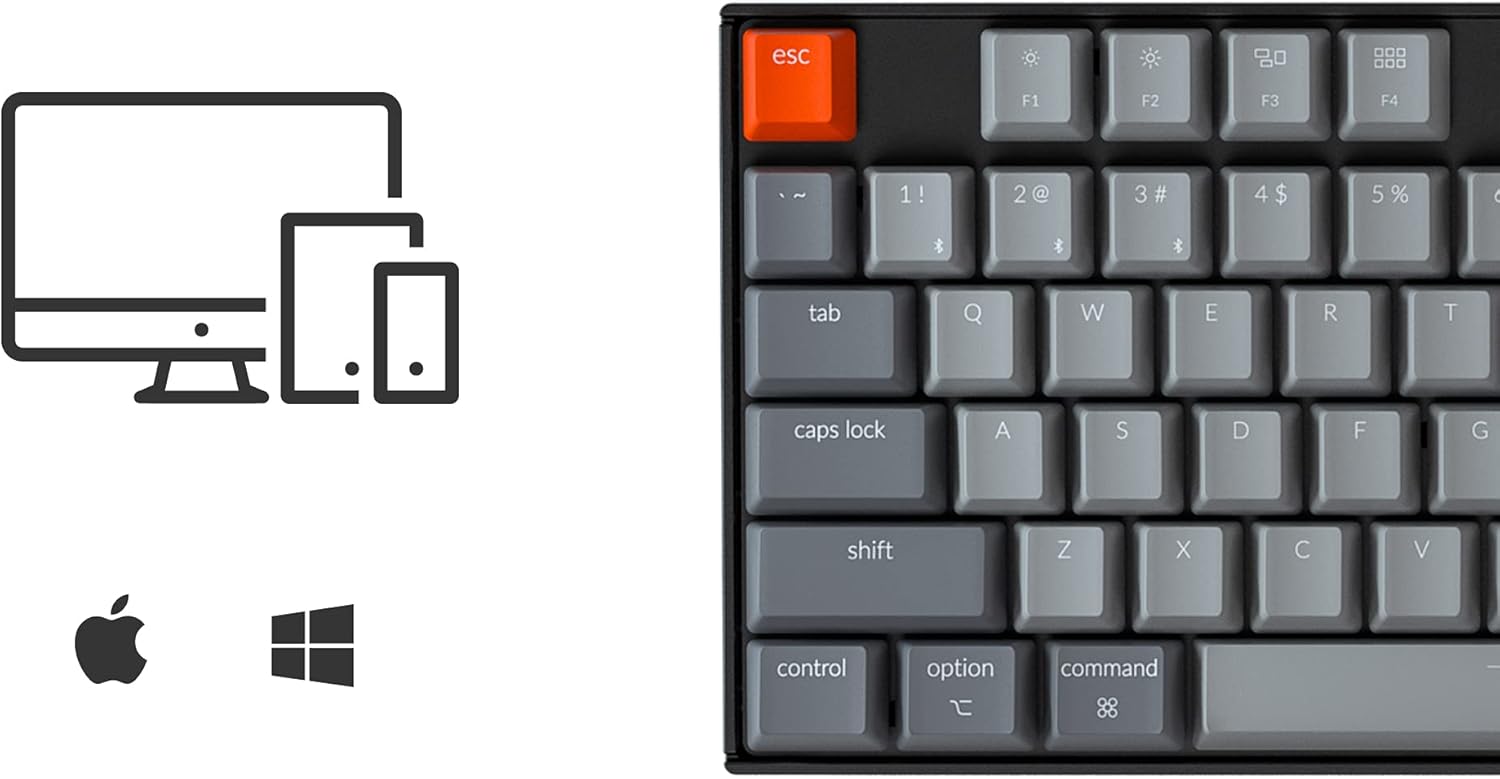 Keychron K8 Tenkeyless Wireless Mechanical Keyboard for Mac, White Backlight, Bluetooth, Multitasking, Type-C Wired Gaming Keyboard for Windows with Gateron Brown Switch: Computers & Accessories