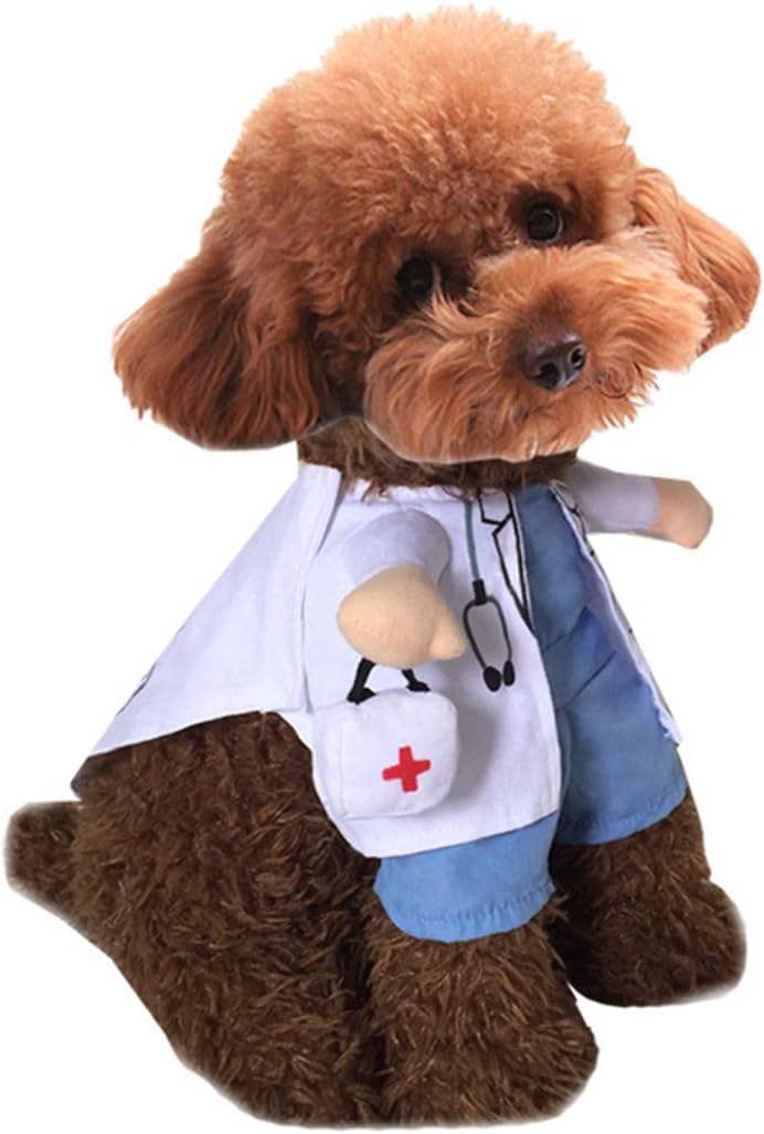 XIAOYU Puppy Dog Cat Halloween Costume, Doctor Style Costume, Doctor Coat Medicine Box for Dog Cat Cosplay Party M - Image 3