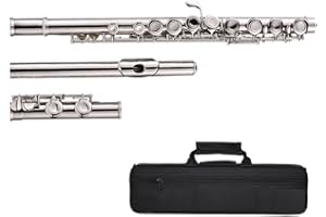 MOONANGEL Concert Flute 17 Holes C Key Flute Nickel Plated Woodwind Instrument Silver Color Musical Instrument Flute