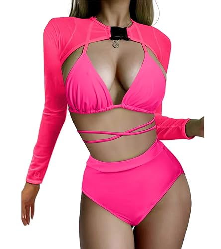 Rave Outfits for Women Music Festival Neon Halter Set Sheer Mesh