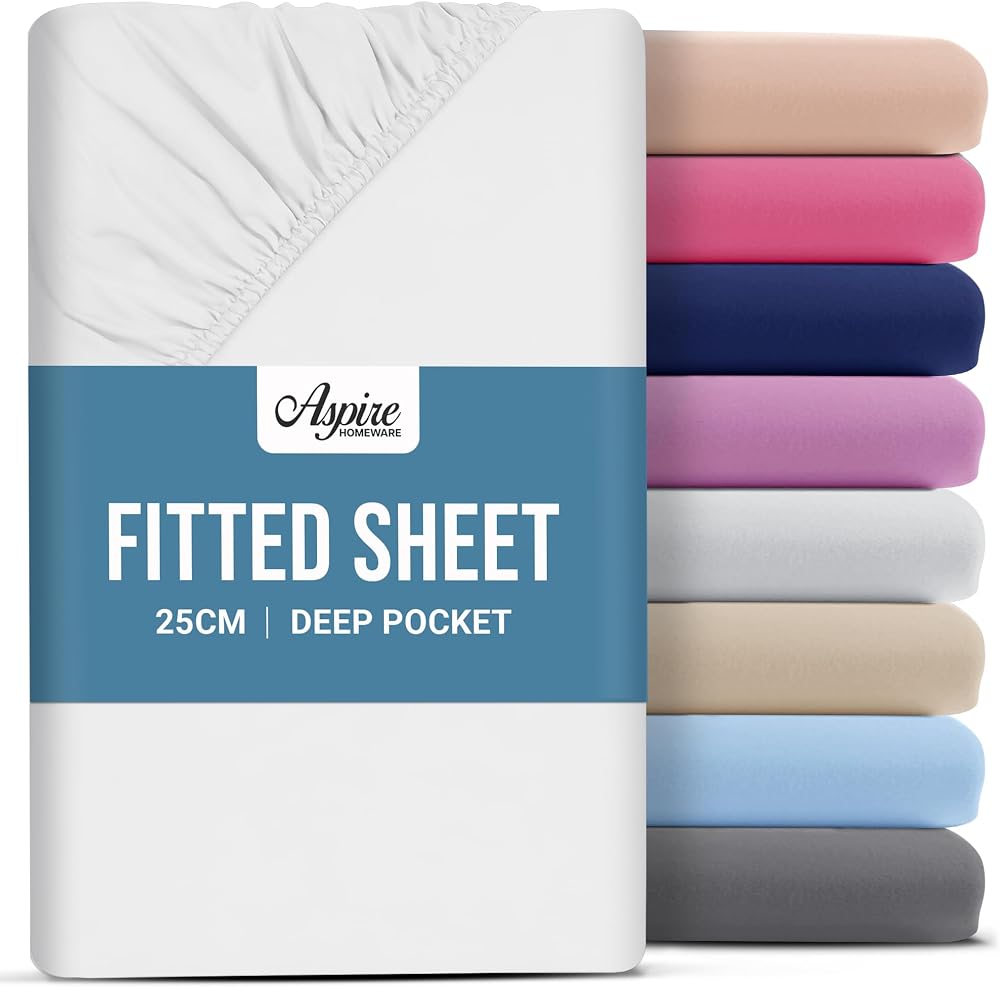 Aspire Homeware Double Fitted Sheet 25cm Deep Hotel Quality White