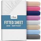 Aspire Homeware Double Fitted Sheet 25cm Deep Hotel Quality White