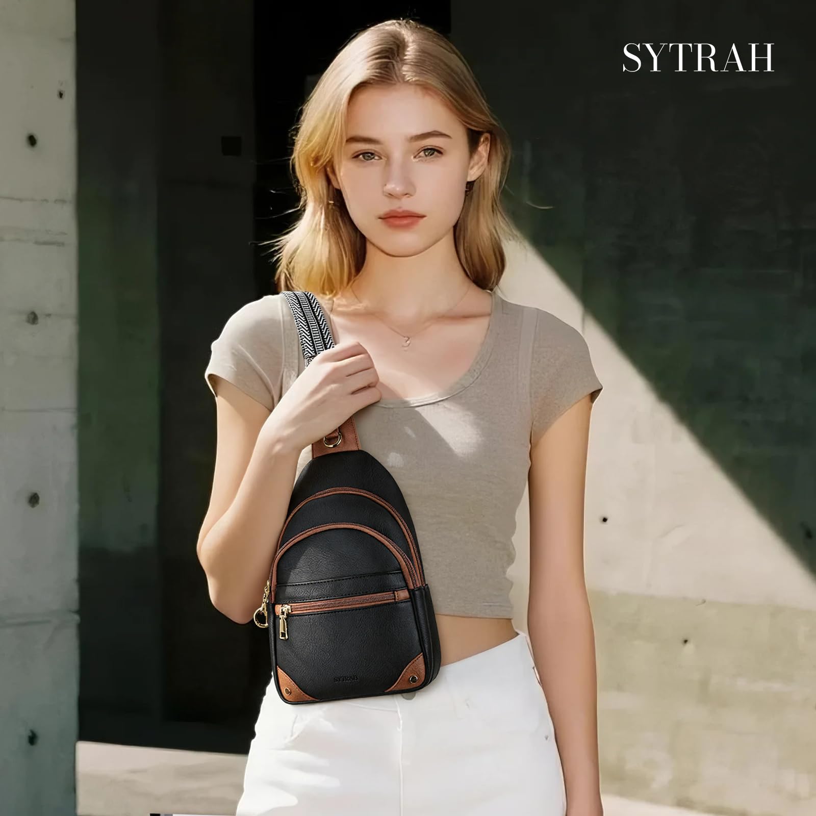 Anti Theft Crossbody Bags for Women, RFID Sling Bag Travel Purse, RFID Cross Body Purses Chest Bag for Travel Black Brown