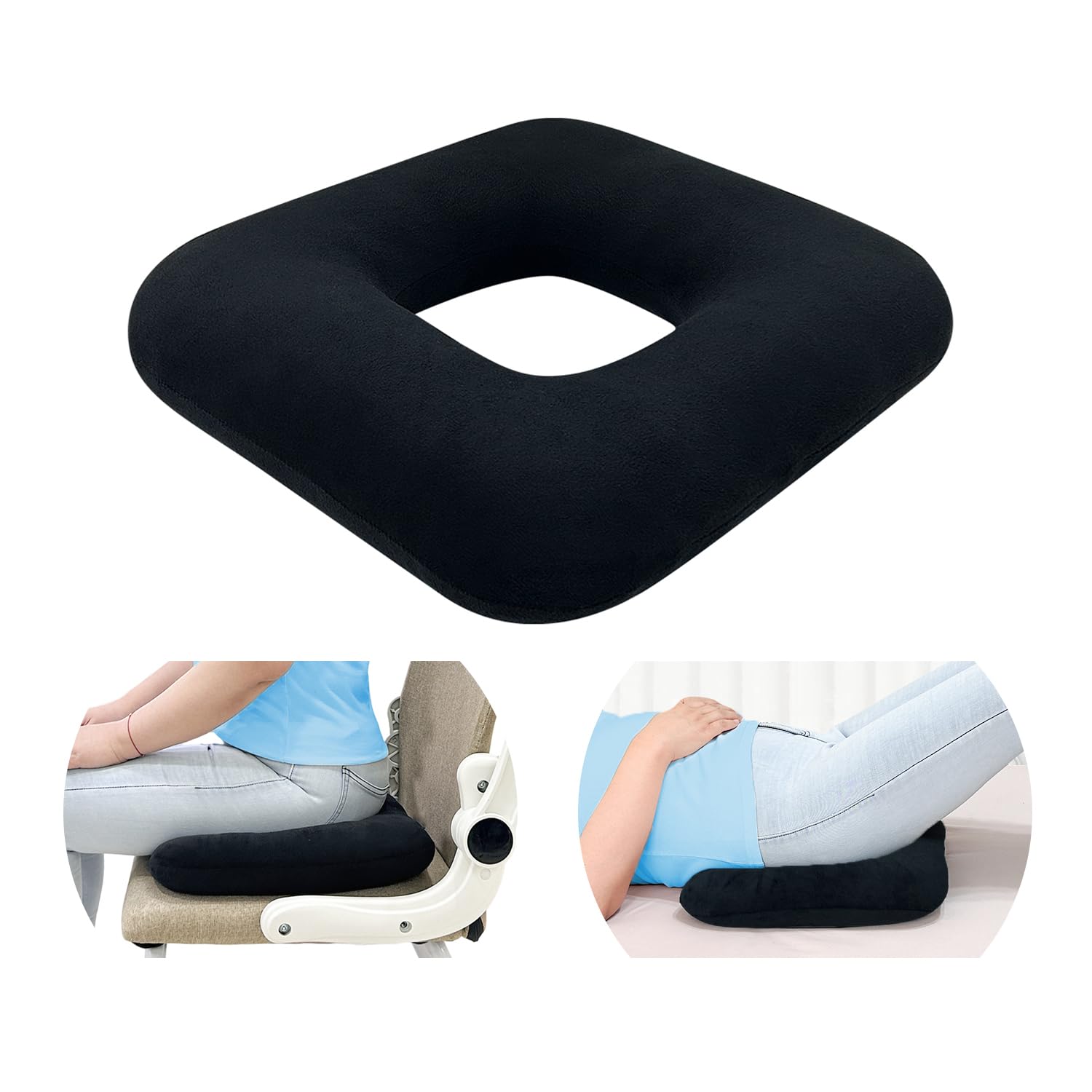 Photo 1 of AOSSA Donut Pillow, Butt Cushion for Long Sitting, Bed Sore Pressure Relief Seat Cushions for Butt, Postpartum, Hemorrhoid Tailbone Hip Pain, BBL After Surgery for Sleeping, Portable Chair Cushion Pad