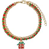 W WEILIRIAN Christmas Bell Bracelets for Women Seed Bead Bracelet Layered Christmas Bracelet Handmade Adjustable Bracelet Hand Chain Party Festival Bracelet Jewelry for Girls Gifts