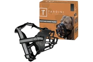 Tardini Dog Muzzle– Soft Rubber Basket Muzzle for Large Sized Dogs- Dog Muzzle for Small Medium Sized Dogs- Prevents Biting, Scavenging- Allows Panting, Drinking- Bozales para Perros- Dog Mouth Guard