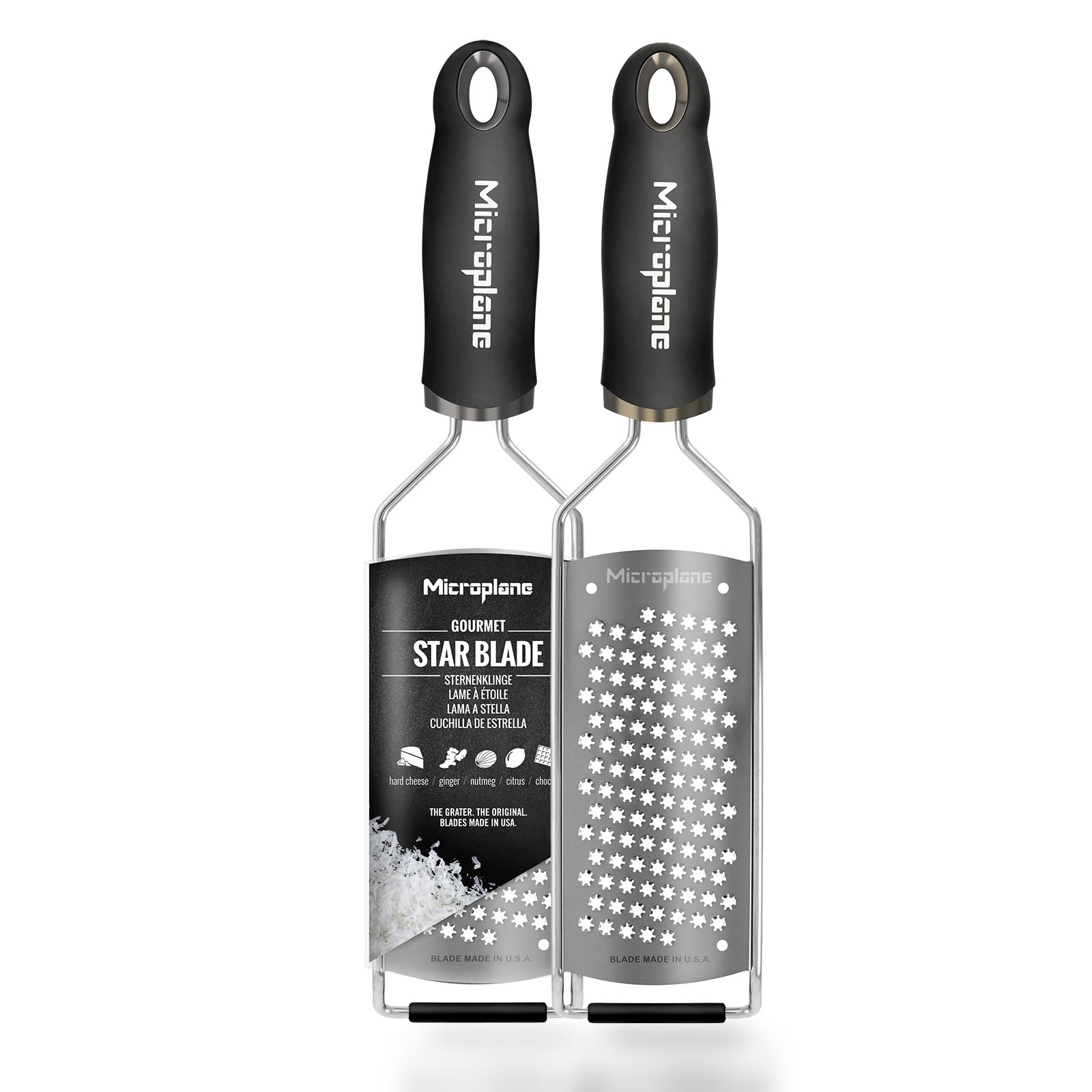 Microplane Kitchen Grater Star Blade for Hard Cheese, Citrus Fruits, Chocolate, Ginger and Nutmeg with Stainless Steel Blade - Made in USA