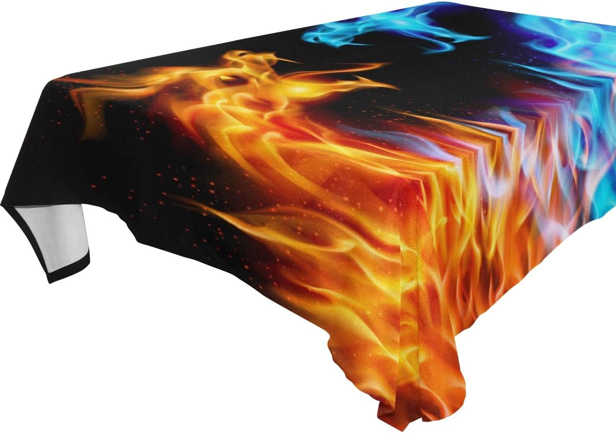 LEFEI Abstract Blue and Red Fiery Dragons Polyester