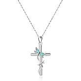 HolaJune Cross Necklace for Women 925 Sterling Silver Jewelry Pendant Necklace for Sister Mom Wife Grandma Gift for Mother's Day or Birthday