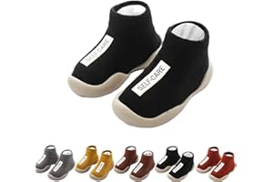 LAZULZ Tiny Explorings Non-Slip Breathable Warm Elastic Baby Walking Shoes, Toddler Sock Shoes, Unisex, Black, 6 Months