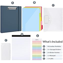 SKYDUE 3 Ring Binder with Clipboard,1 Inch