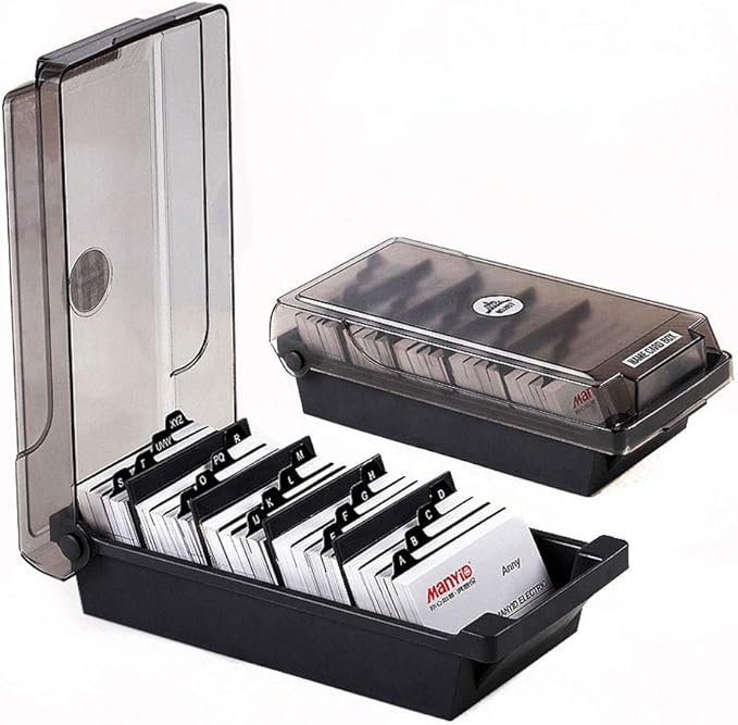 Homanda Black Plastic Business Name Card Box Case Holder