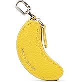 Cute Fruit Coin Purse Bag Charm,Mini Leather Coin Change Purse & Pouch Holder Keychain Charm for Handbag Tote Wallet Airtag Accessories,Kawaii Fruit Bag Charms for Girl Women Yellow Banana