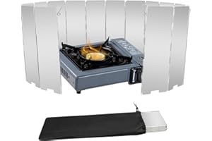 LFSEMINI Stove Windscreen, 16 Plates Aluminum Stove Windshield with Drawstring Bag, for Camping, Butane Stoves